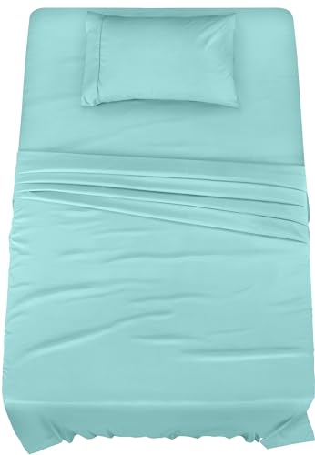 Utopia Bedding Twin Bed Sheets Set - 3 Piece Bedding - Brushed Microfiber - Shrinkage and Fade Resistant - Easy Care (Twin, Spa Blue)