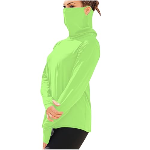 HGps8w Women's Wearable Face Cover Rash Guard UPF 50+ Lightweight Long Sleeve Sun Shirts Unisex Ice Silk Summer Hiking Tops