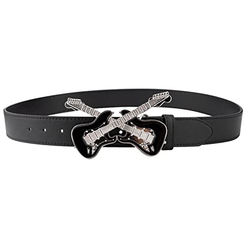 Western Belts for Men,Vintage Style Black Enamel Guitar Music Belt,Black,105CM/41.3''2