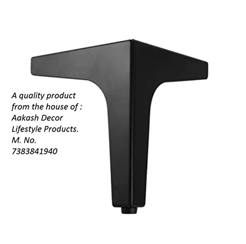 Image of Aakash Decor Black Finish Sofa Leg 4 Inches (Set of 4) - Metal Heavy Duty Furniture Leg for Home, Office Sofa Paya with Including Mounting Screw | Rustproof T- Shape Sofa Leg /Support Leg 10 cm