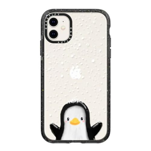 Coque iPhone 11 CASETiFY Impact motif pingouin noir transparent