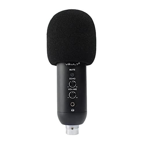 Image of Vault EM-200N USB Condenser Podcast Microphone with Built in Headphone Out Volume /Gain Control and Mute Button for Gaming, Podcasting, Conference Calls, Recording, Singing and Dubbing