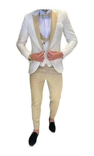 Tuxedo for Mens Slim Fit Jacquard 3 Piece Men Wedding Suit Blazer Vest Pants Men Tuxedo Suit3