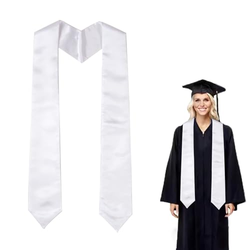 JOINSI 72 Inches Unisex Adult Plain Graduation Honor Stole, Graduation Sash 2025 (White)