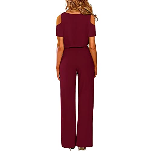 Mono largo de pierna ancha para mujer con cinturón elegante 3