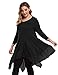 AMZ PLUS Women Irregular Hem Long Sleeve Loose Shirt Dress Top Black 2XL