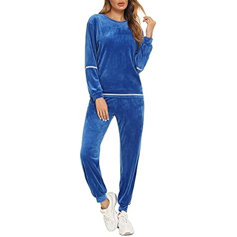 Enjoyoself Womens Pajama Set Velvet Nightwear Winter,Warm Long Sleeve Pullover and Full Length Pants Cover