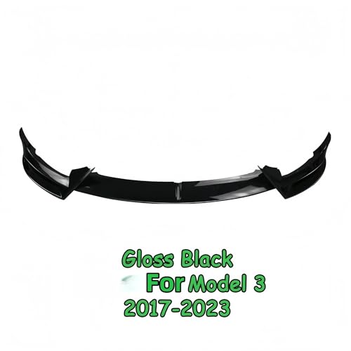 Labio de parachoques delantero compatible con Tesla Model Y y Model 3 alerón negro 2