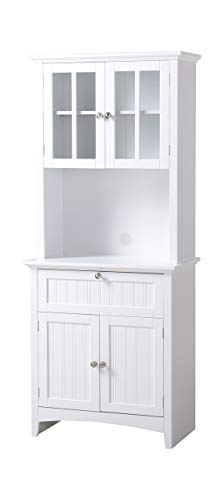 American Furniture Classics Os Home And Office Buffet And Hutch With Framed Glass Doors And Drawer, Large, White #TOP2