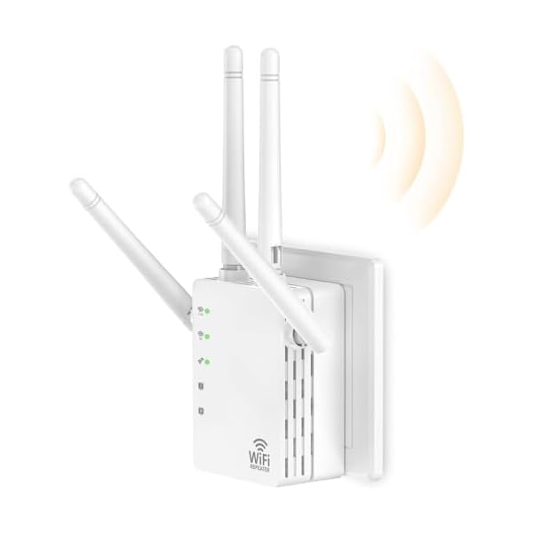 2 - Port WiFi Extender Signal Booster, WiFi Extender with 4 Antennas 1200Mbps Dual - Band, WiFi Booster with 3 Modes Support, WiFi Repeater with 12880 Sq.ft 105 Devices, Wall - Mount Booster
