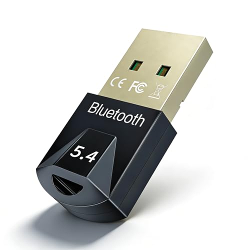 USB Bluetooth 5.4 Adapter 1Pack Bluetooth Dongle Adapter for PC Wireless Blootooth Receiver Stick for Desktop Laptop Headphone Keyboard Mouse Controller Support Windows 8.1/10/11 Plug and Play