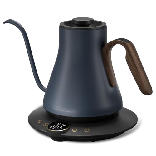 INTASTING Gooseneck Electric Kettle, ±1℉ Temperature Control, Stainless Steel Inner, Quick Heating, for Pour Over Coffee, Brew Tea, Boil Hot Water, 0.9L (Navy Blue)