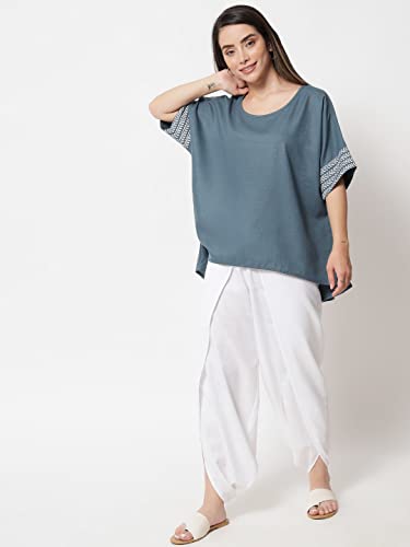 Image of 9rasa Women's Cotton Solid Harem Dhoti Pants for Casual FusionWear Workwear