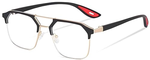 Image of Eyeglasses Square Spectacles Clear Anti Blue Ray Blocking BlueCut Anti Glare Reduce zero Power Mobile computer Laptop Gaming protection For Men & Women (Free Size)