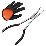 KQDRAVINE Angelzange 28cm mit Rechter Handschuh, Hakenlöser Angeln Hakenlöser Zange Arterienklemme Angeln Angel Zange, Fishing Accessories zum Fang von Raubfischen Verwendet
