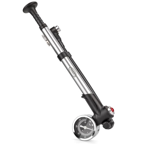 CXWXC Pompe d'amortisseur Haute Pression, Fourche à Suspension et Suspension arrière, Serrure à Levier sur buse sans Perte d'air Argenté