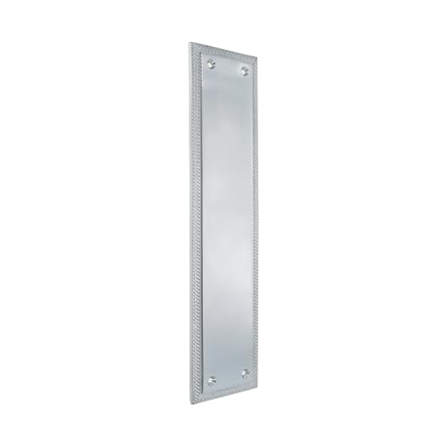 Infinity Decor Placa de empuje de cromo satinado estilo georgiano, 290 x 67 mm, placa de empuje de latón macizo, ideal para puertas internas o externas