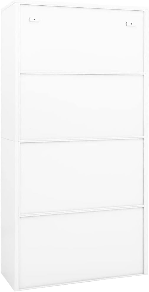 Storage Cabinets & Lockers Office Cabinet White 35.4"x15.7"x70.9" Steel and Tempered Glass