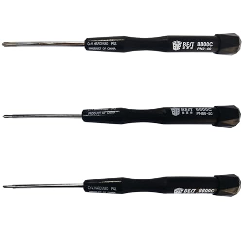 Uacen Set of 3 Phillips PH0 PH00 PH000 Precision Screwdrivers Model Making Precision Mechanics with Twist Cap