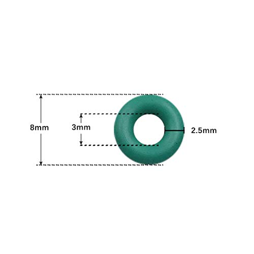 X AUTOHAUX Fluorine Rubber O-Rings, 8mm OD 3mm ID 2.5mm Width FKM Seal Gasket for Machinery Plumbing Green, Pack of 20 - Image 3