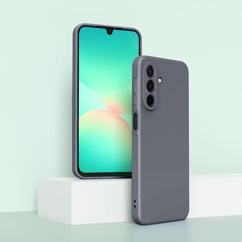 Image of DIZORO Microfiber Candy Case for Samsung A26 5G Smooth Touch Cushion Liquid Soft Silicone Gel Rubber Phone Cases Non-Slip Full Body Protective Shockproof Back Cover (Space Grey)