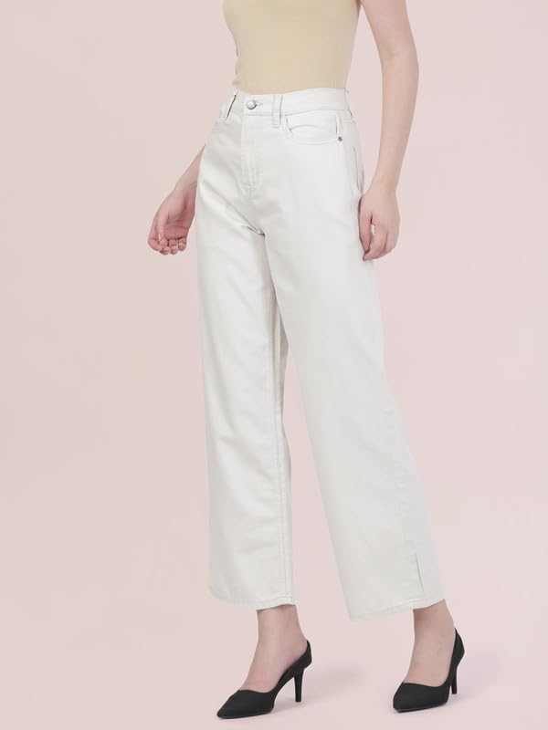Image of GO COLORS Soft Cotton-Tencel Blend Twill Wide Pants Full Length for Women| Breathable, High Rise