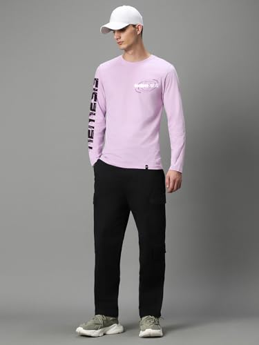 Image of Bewakoof Men's Cotton Jersey Graphic Print Regular Fit Full Sleeve Round Neck T-Shirt | Tshirt for Man | Tshirt for Men Cotton | Tshirts for Men Stylish | Casual Wear | Street Wear