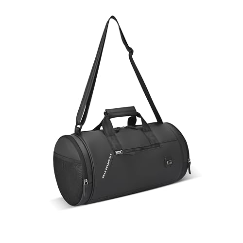 Image of Gear Cross Training 9 inch /29L Faux Leather Large Water Resistant Duffle Bag /Travel Bag /Gym Bag for Men & Women(Black-Black)