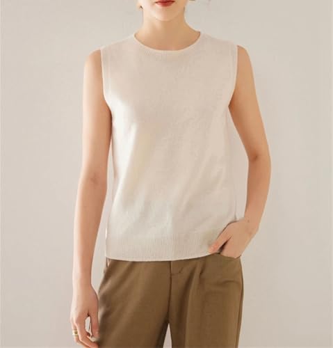 Women Cashmere Sweater Vest Crewneck Pullover Sleeveless Tops Soft Fashion Knited Vest4