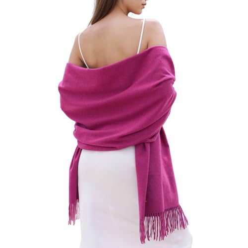 SWAT PANY Winter Scarfs for Women Pashmina Shawls and Wraps for Evening Dresses Warm Shawl Wraps for Women Weddings Rose Red
