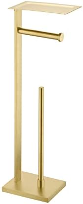 Miyili Toilettenpapierhalter Aus Edelstahl – Freistehend, Quadratisch, Gebürstetes Gold, Fürs Gäste-WC