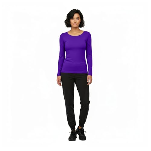Image of Natural Uniforms Women's Long Sleeve Underscrub T-Shirt - Cotton Blend Scrub Base Layer for Nurses & Medical Professionals