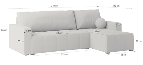 Masseno Ecksofa VOLIRA Q mit Schlaffunktion L-Form, Sofa mit Bettkasten, Wohnzimmersofa, Couch, Soffa, Bettsofa, Couchgarnitur- Beige, Quelle 05 – Bild 4