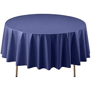 Party Essentials Disposable Heavy Duty 84 Round Plastic Table Cover/Tablecloth 3-Count Navy Blue
