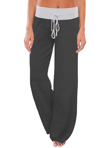 Image of iChunhua Women's Comfy Stretch Floral Print Drawstring Palazzo Wide Leg Lounge Pant