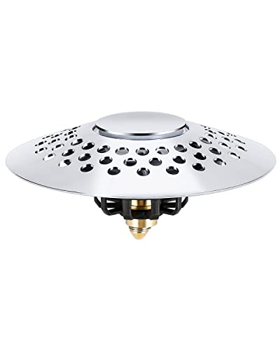 Bath Tub Shower Stopper With Drain Hair Catcher, Anti Clogging Design, Stainless Steel Thickened Copper, Pop Up Tub Plug For 1.6"-2.0" Drain Hole #TOP13