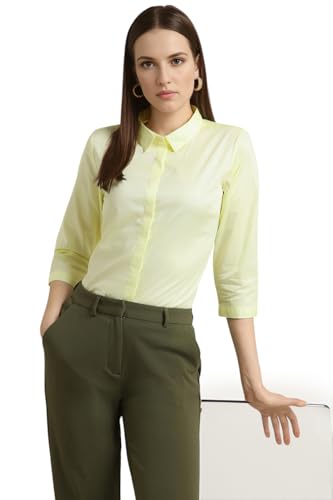 Image of Van Heusen Women's Regular Fit Solid 3 /4 Sleeve Cotton Rich Formal Shirt