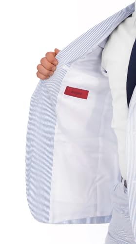 Emigre Men's 100% Cotton Striped Seersucker Suit4