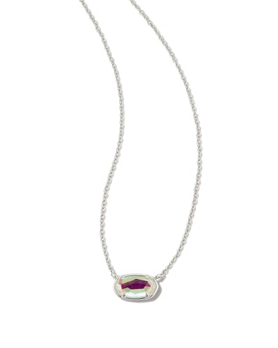 Kendra Scott Grayson Stone Pendant Necklace in Dichroic Glass Rhodium-Plated Brass Fashion Jewelry for Women