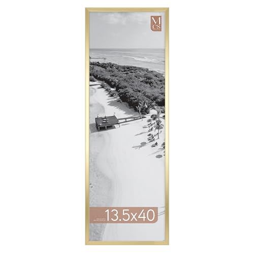 Image of MCS Foundation 13.5x40 Poster Frame Traditional Brass, Vertical & Horizontal Wall Hanging Large Picture Frame for Photos, Panoramics, Posters & Art Prints (1-Pack)
