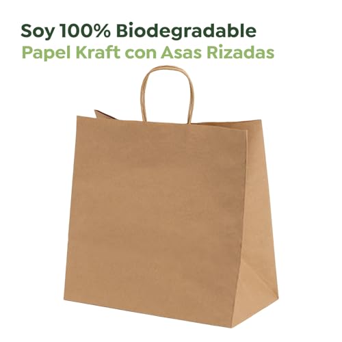 Miniatura 2 de Maxi Products - 100 Bolsas Papel Kraft Con Asa Rizada - 25 X 16 X 27 Cm - Bolsas Regalo - Bolsitas Regalo Personalizables - Eventos Y Hotelería - Comunión, Cumpleaños, Bodas - Personalizables