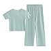 school girl outfit Girls Two Piece Outfits Summer Kids Fashion Short Sleeve T-Shirts Tops and Wide Leg Pants SweatsuitsSet(Green, 6-7 Years)