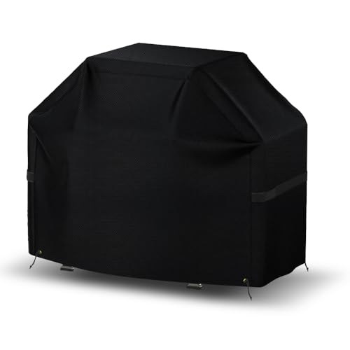 Covers & all BBQ Grill Cover, High Density Oxford Fabric, Waterproof UV & Weather Resistant Indoor Outdoor Grill Cover with Strap & Drawstrings and Storage Bag (58" Inches, Black)