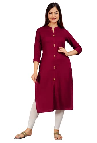 Image of NEW4U Women's Solid Rayon Straight Kurta