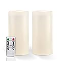 Homemory 8" x 4" Large Waterproof Outdoor Flameless Candles with Remote Control and Timer, Battery Operated Flickering LED Pillar Candles for Indoor Outdoor Lanterns, Porch, Long Lasting, Set of 2