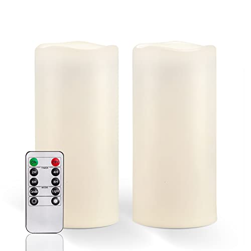Homemory 8" x 4" Waterproof Outdoor Flameless Candles - Battery Operated Flickering LED Pillar Candles for Indoor Outdoor Lanterns, Long Lasting, Large, Set of 2