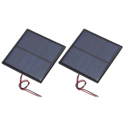 MECCANIXITY 2 Pcs 3V 0.63W 210mA Mini Solar Panels, Small Polycrystalline Solar Cell Panel with 2 Cable for DIY Electric Toy Materials Kits Charger, 70mm x 70mm