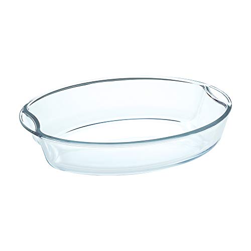 Image of Borosil 2.5 L Baking & Serving Dish with Handle | Bowl Container | Borosilicate Glass Bakeware and Serveware Casserole Dish Tray | Microwave, Oven & Dishwasher Safe | Transparent