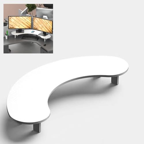 Supporto per doppio monitor, organizer da scrivania in legno curvo per una maggiore efficienza dello spazio di lavoro