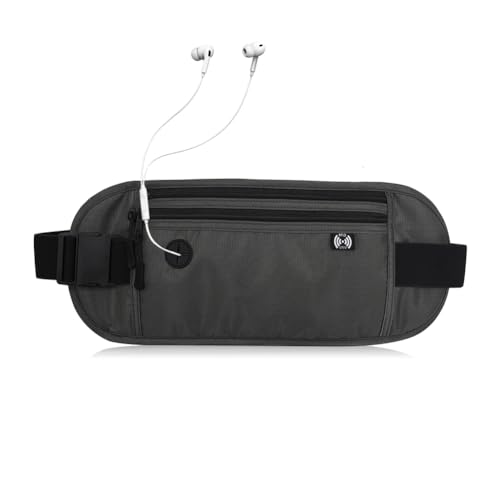 旅行用マネーベルト RFIDパスポートホルダー ファニーパック メンズ 旅行財布 服の下 旅行 盗難防止 マネーポーチ 調節可能なストラップ付き, ダークグレー, 盗難防止マネーポーチ 旅行用RFIDパスポートホルダー用